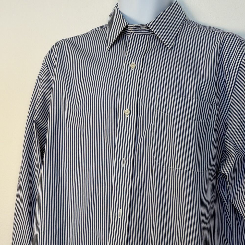 Lauren Ralph Lauren Non-Iron Blue/White Striped Cotton Dress Shirt 16 34/35